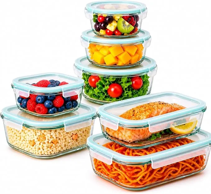 edihome, Boîte Alimentaire Hermétique en Verre, 7 récipients
